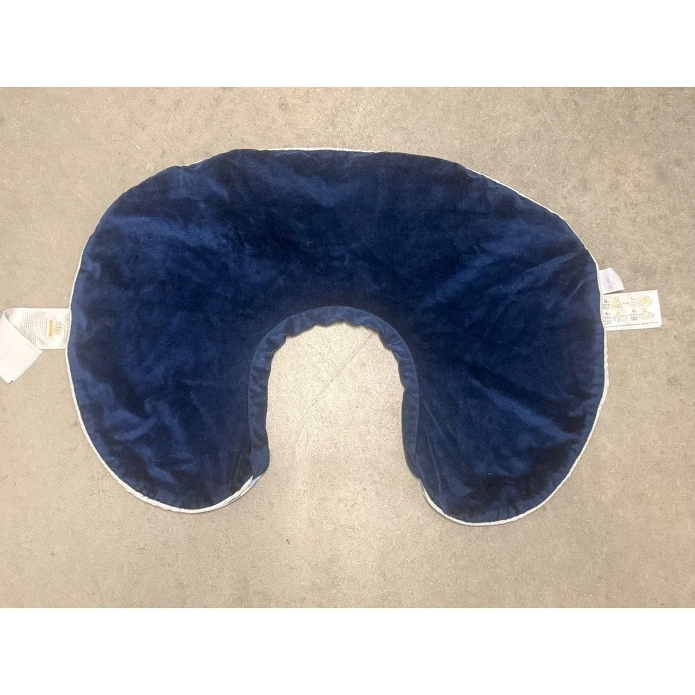 Boppy Luxe Nursing Pillow Slipcover Blue Grey Chevron Navy Minky Reversible